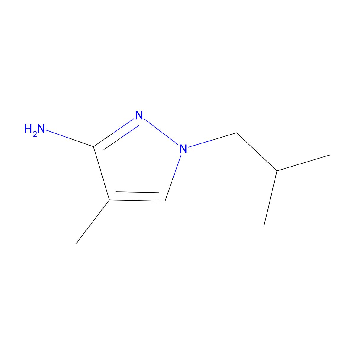 4-methyl-1-(2-methylpropyl)-1H-pyrazol-3-amine molecular structure, CAS 1248270-91-8