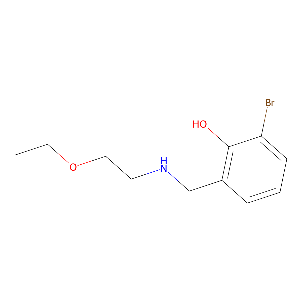 2-Bromo-6-{[(2-ethoxyethyl)amino]methyl}phenol molecular structure, CAS 1248276-66-5
