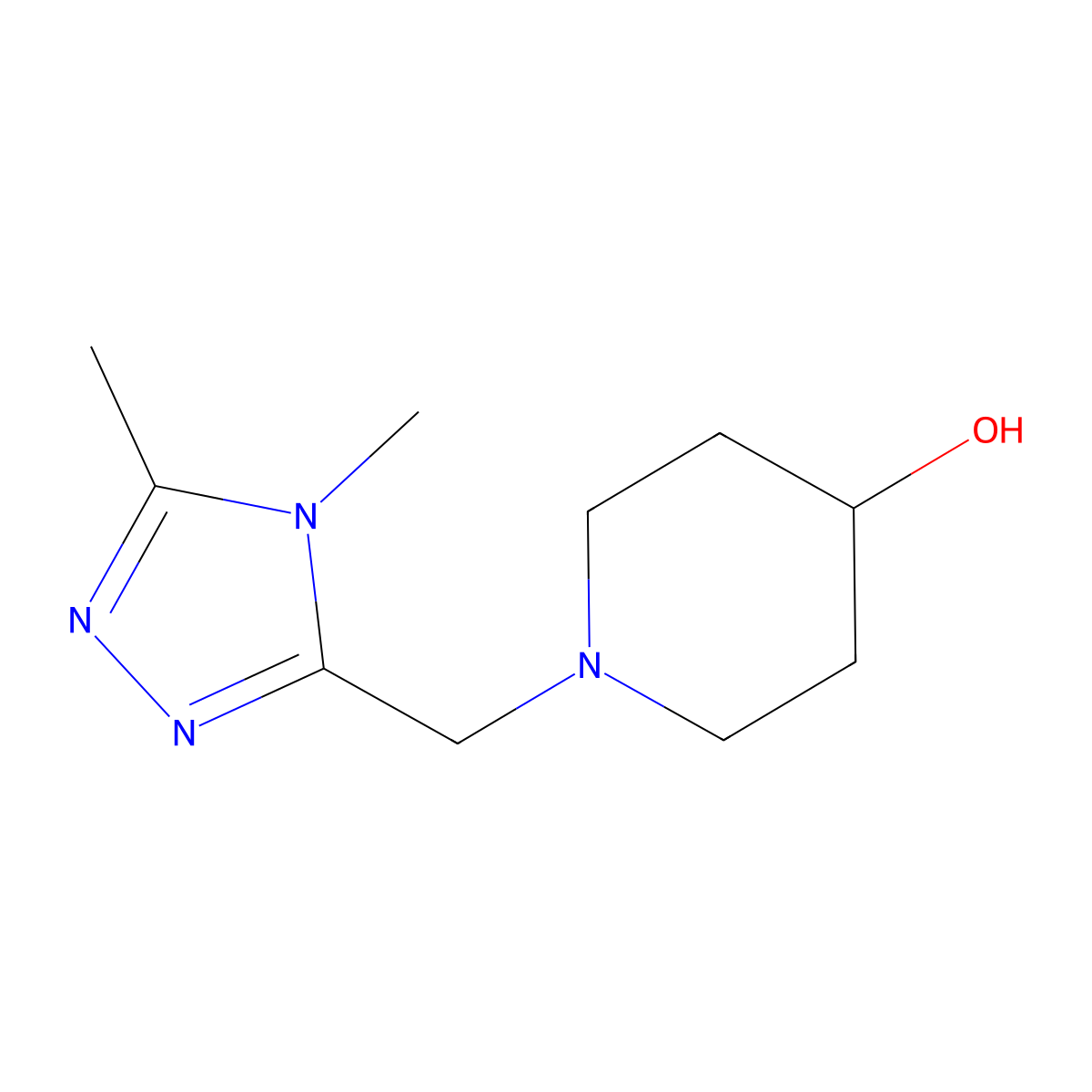 1-[(4,5-dimethyl-4H-1,2,4-triazol-3-yl)methyl]piperidin-4-ol molecular structure, CAS 1248279-60-8