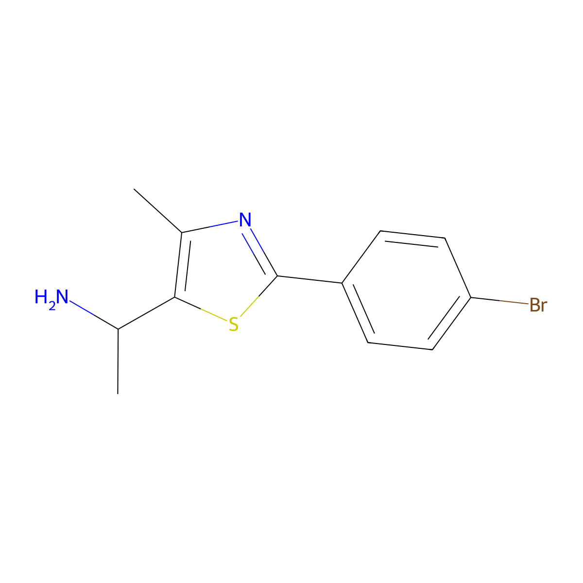 1-[2-(4-Bromophenyl)-4-methyl-1,3-thiazol-5-yl]ethan-1-amine molecular structure, CAS 1248282-70-3