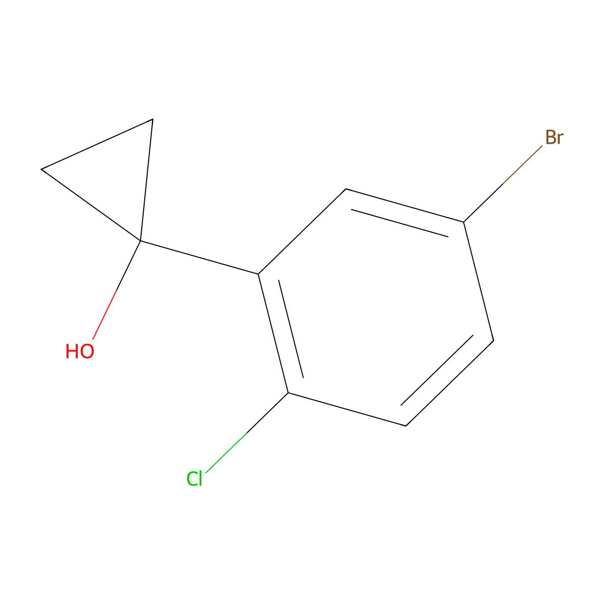 1-(5-Bromo-2-chlorophenyl)cyclopropan-1-ol molecular structure, CAS 1248284-27-6