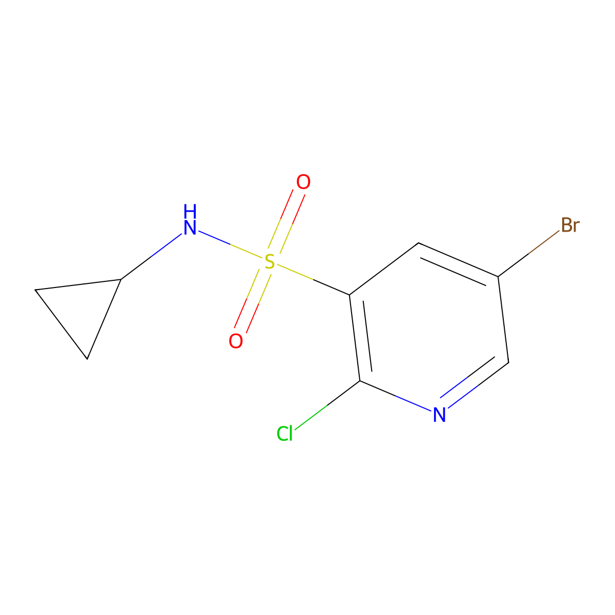 5-Bromo-2-chloro-N-cyclopropylpyridine-3-sulfonamide molecular structure, CAS 1248285-90-6