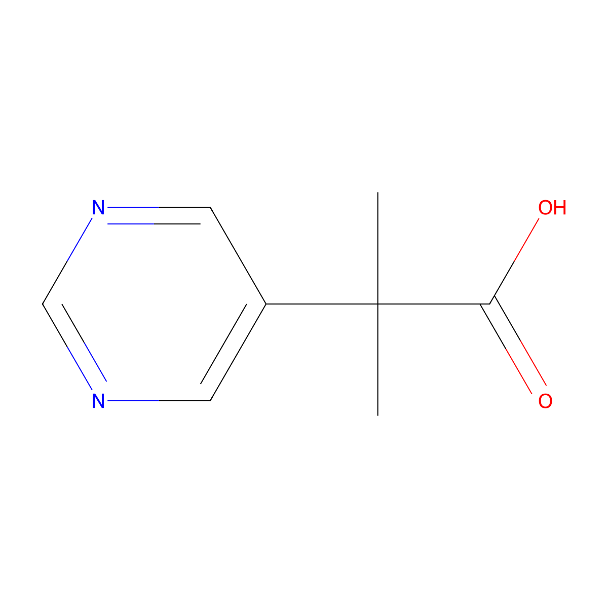 2-Methyl-2-(pyrimidin-5-yl)propanoic acid molecular structure, CAS 1248288-05-2