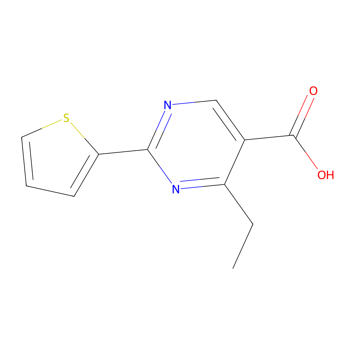 4-Ethyl-2-(thiophen-2-yl)pyrimidine-5-carboxylic acid molecular structure, CAS 1248288-53-0