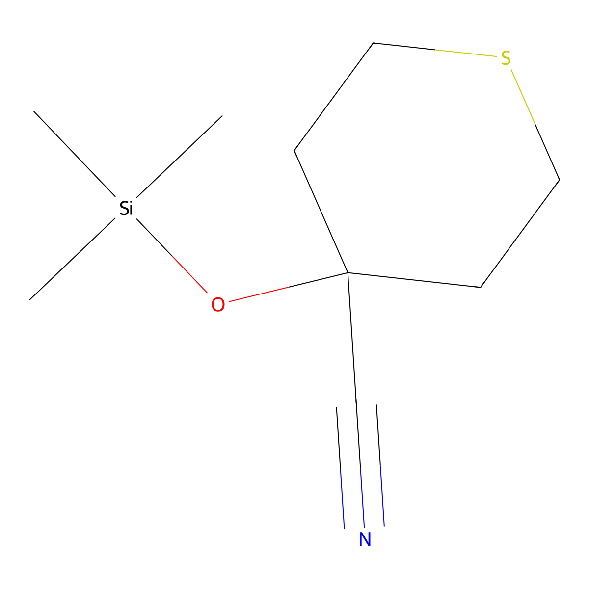 4-[(Trimethylsilyl)oxy]thiane-4-carbonitrile molecular structure, CAS 1248292-19-4