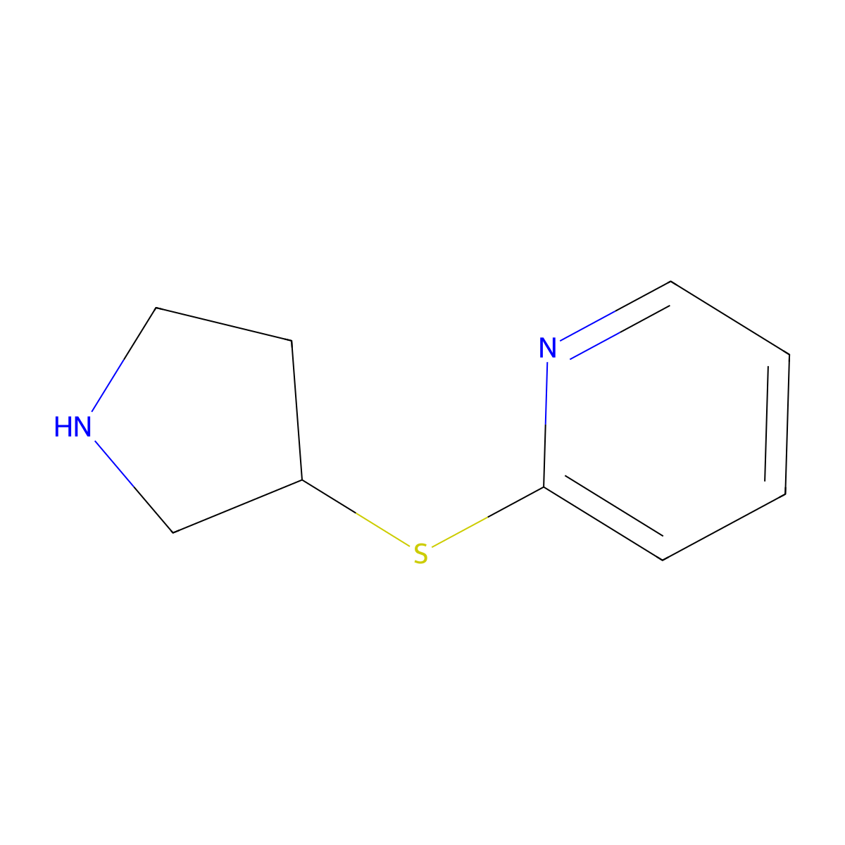 2-(Pyrrolidin-3-ylsulfanyl)pyridine molecular structure, CAS 1248292-76-3