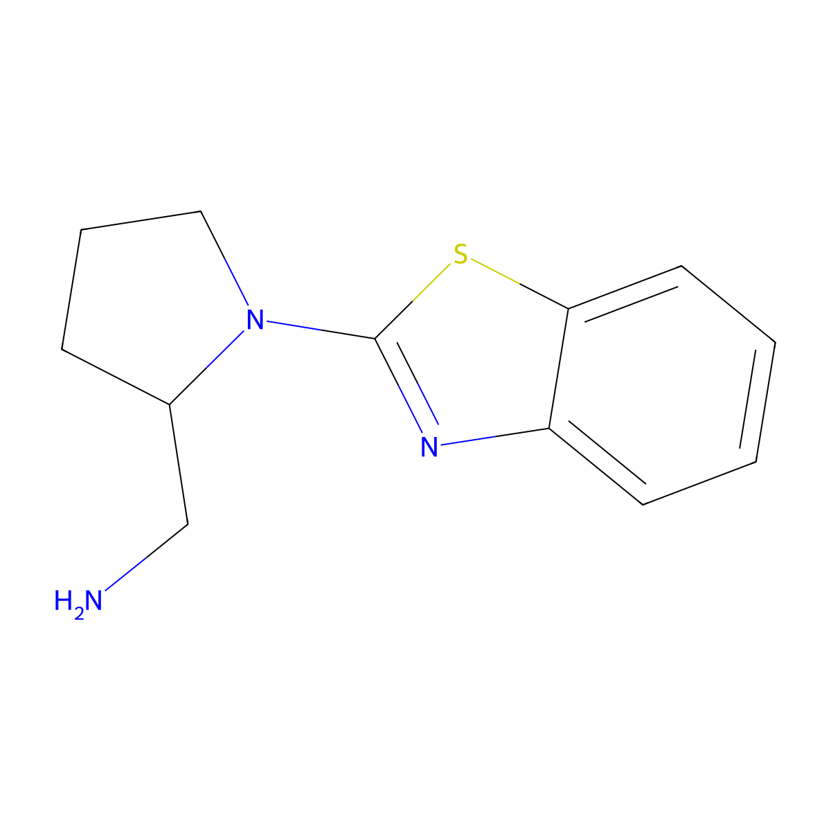 (1-(Benzo[d]thiazol-2-yl)pyrrolidin-2-yl)methanamine molecular structure, CAS 1248293-61-9