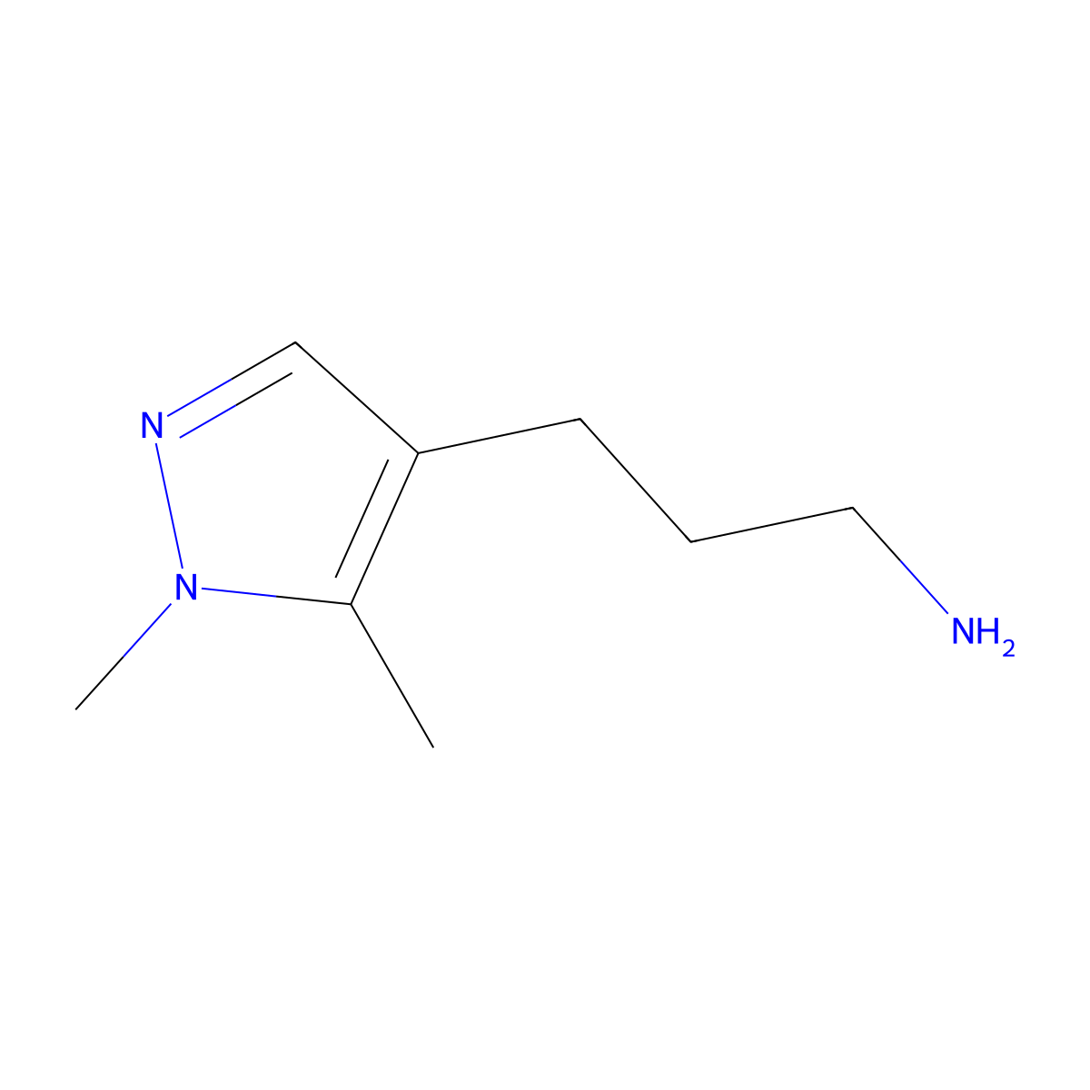 3-(1,5-dimethyl-1H-pyrazol-4-yl)propan-1-amine molecular structure, CAS 1248299-66-2