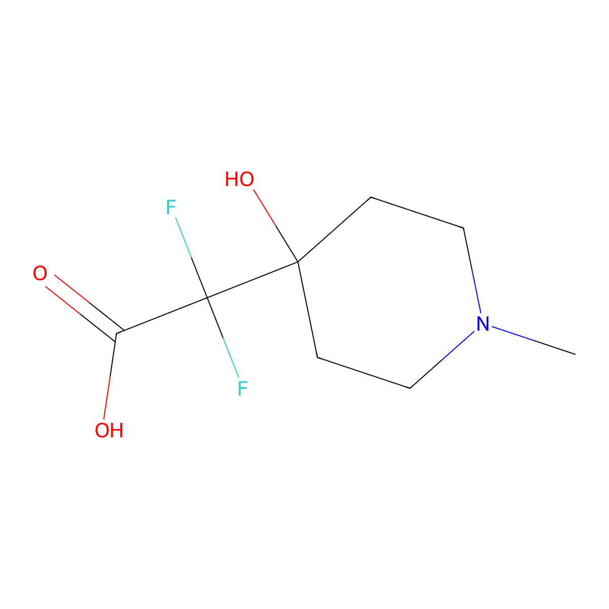 2,2-Difluoro-2-(4-hydroxy-1-methylpiperidin-4-yl)acetic acid molecular structure, CAS 1248300-83-5