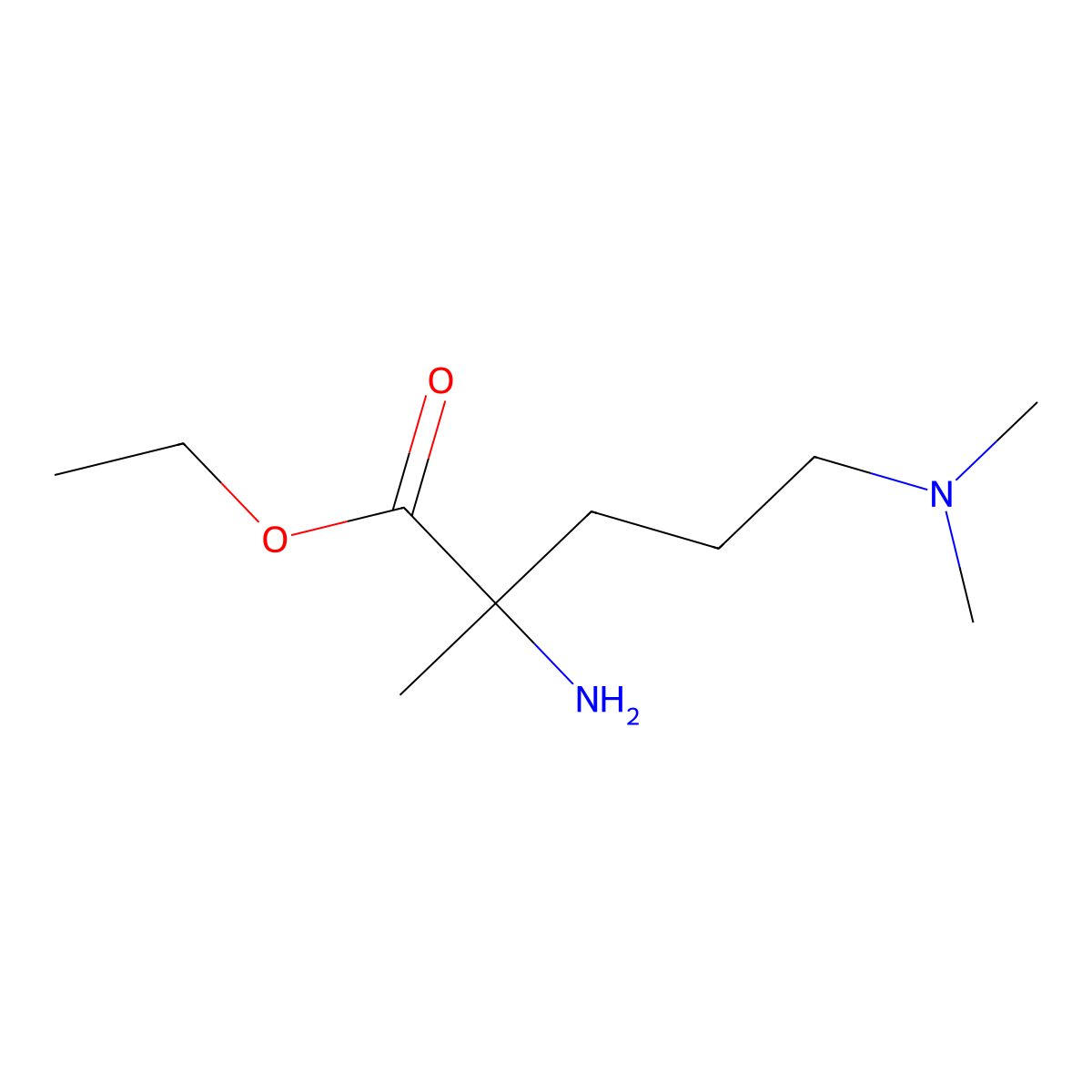Ethyl 2-amino-5-(dimethylamino)-2-methylpentanoate molecular structure, CAS 1248304-55-3