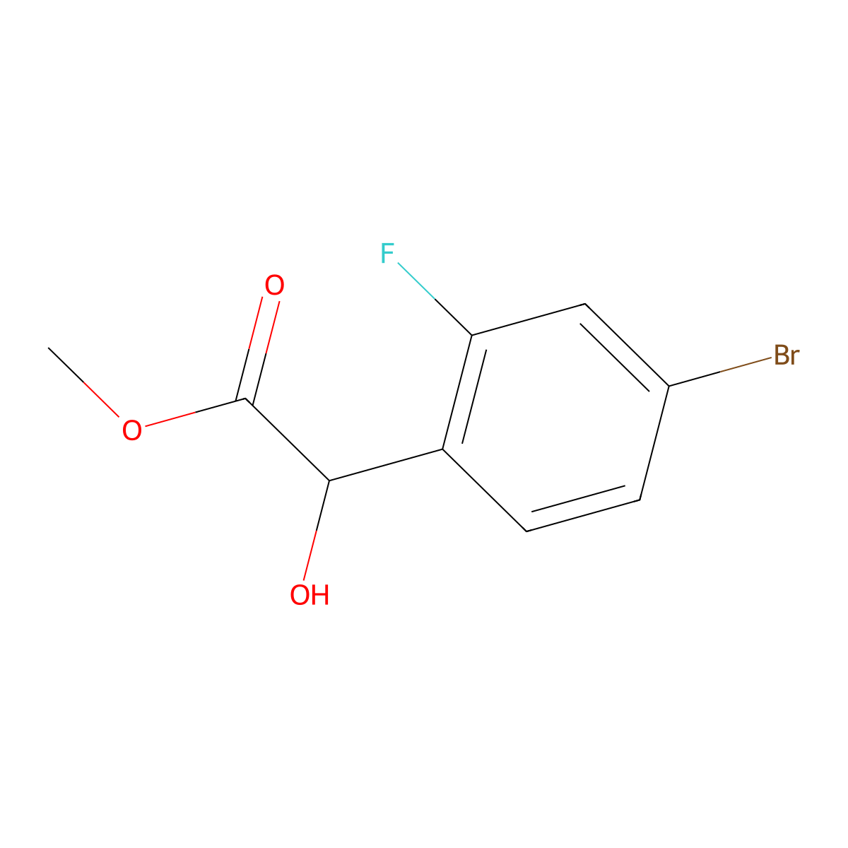 Methyl 2-(4-bromo-2-fluorophenyl)-2-hydroxyacetate molecular structure, CAS 1248311-96-7