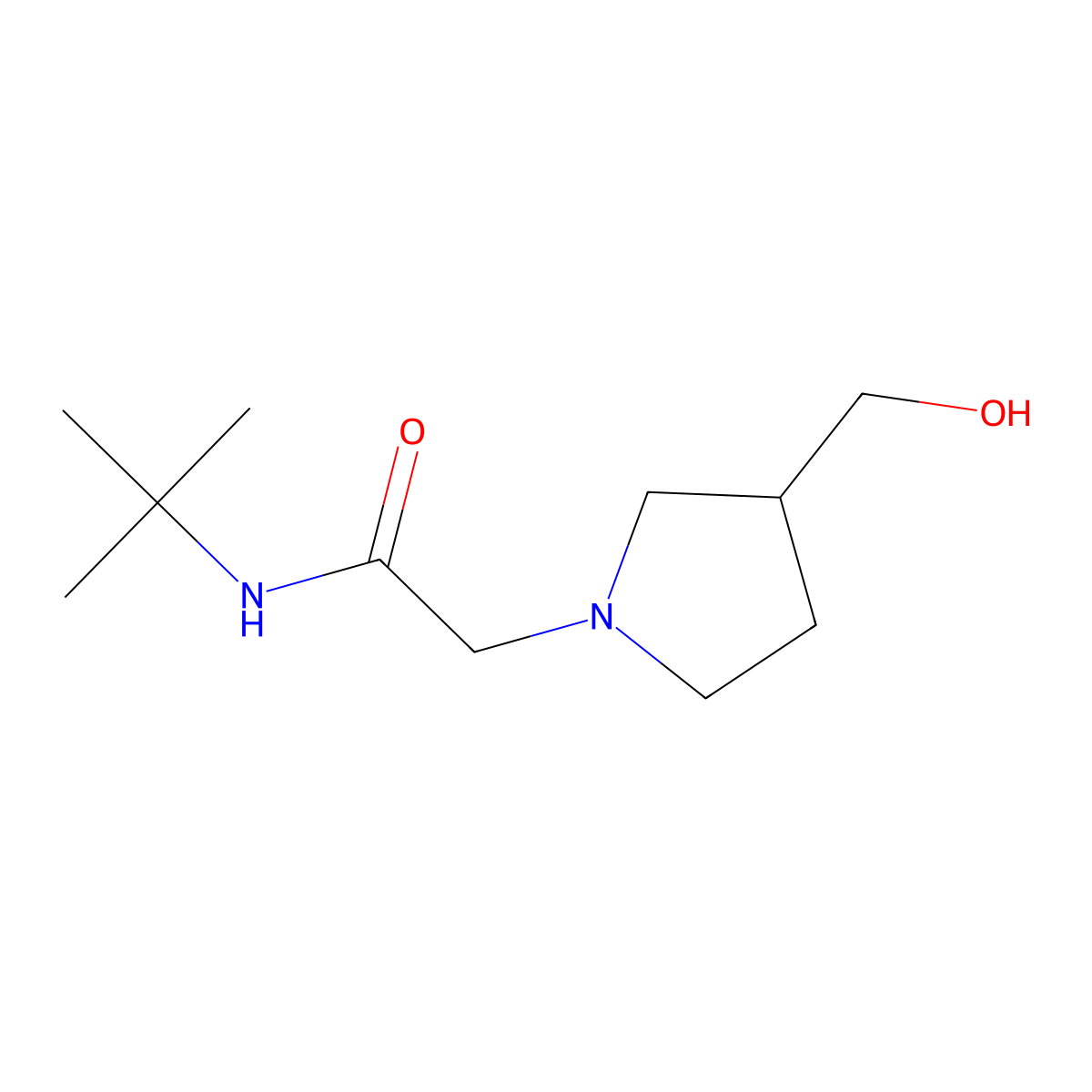 N-tert-butyl-2-[3-(hydroxymethyl)pyrrolidin-1-yl]acetamide molecular structure, CAS 1248315-37-8