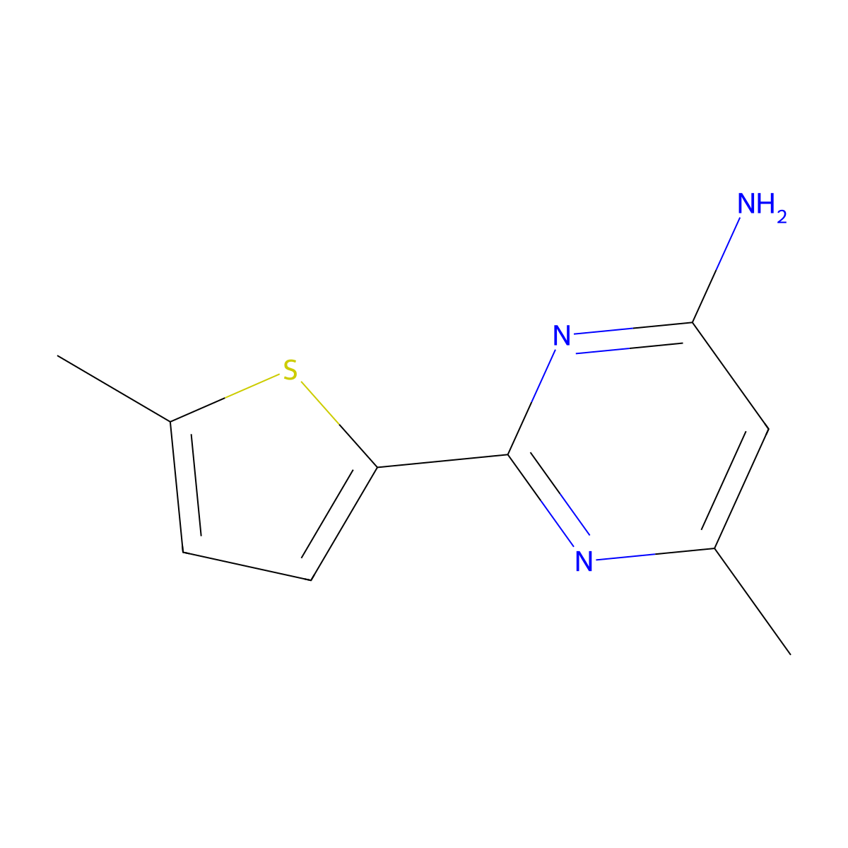 6-Methyl-2-(5-methylthiophen-2-yl)pyrimidin-4-amine molecular structure, CAS 1248316-07-5