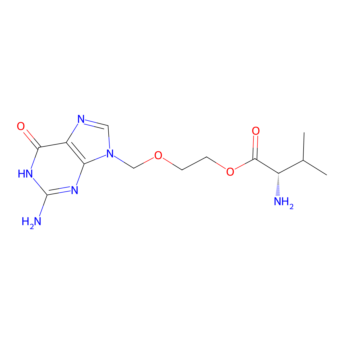 Valacyclovir molecular structure, CAS 124832-26-4