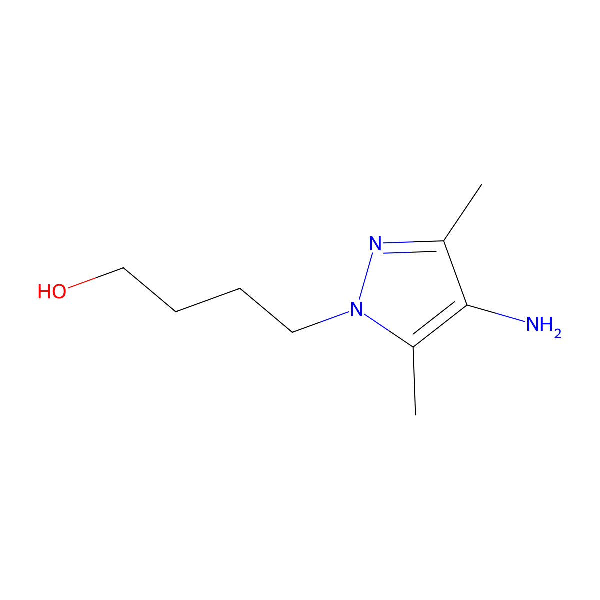 4-(4-Amino-3,5-dimethyl-1h-pyrazol-1-yl)butan-1-ol molecular structure, CAS 1248320-54-8