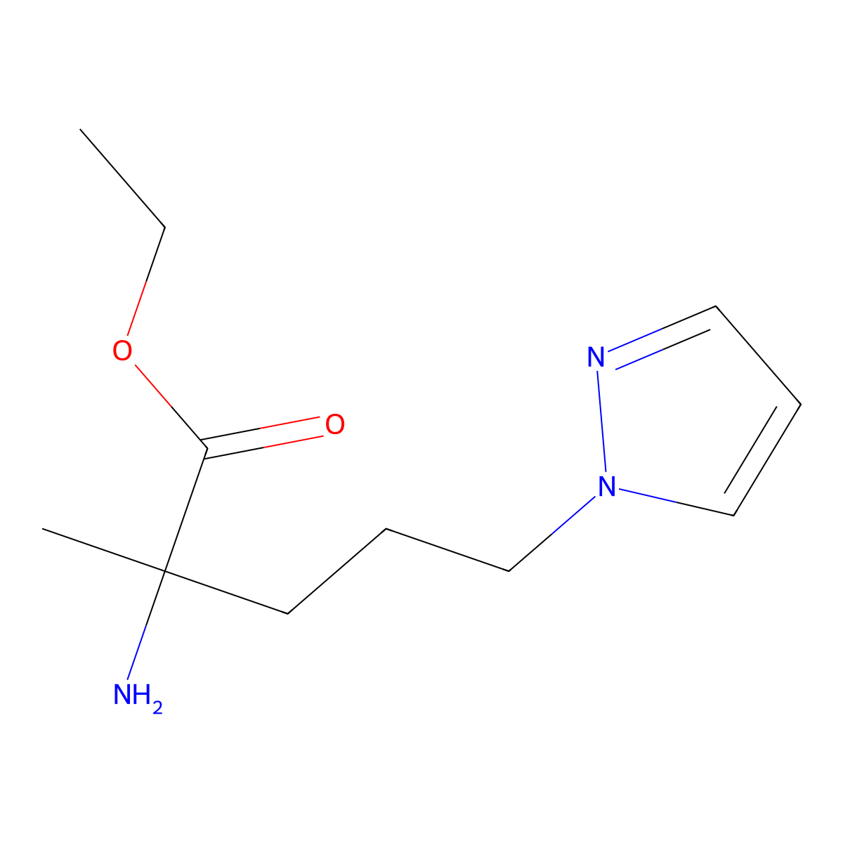 Ethyl 2-amino-2-methyl-5-(1h-pyrazol-1-yl)pentanoate molecular structure, CAS 1248322-88-4
