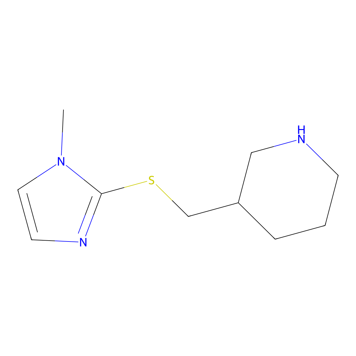 3-{[(1-methyl-1H-imidazol-2-yl)sulfanyl]methyl}piperidine molecular structure, CAS 1248323-49-0