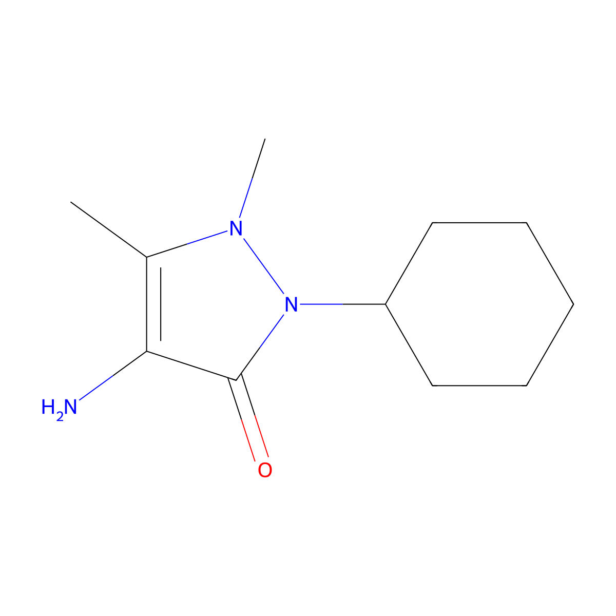 4-amino-2-cyclohexyl-1,5-dimethyl-2,3-dihydro-1H-pyrazol-3-one molecular structure, CAS 1248324-24-4
