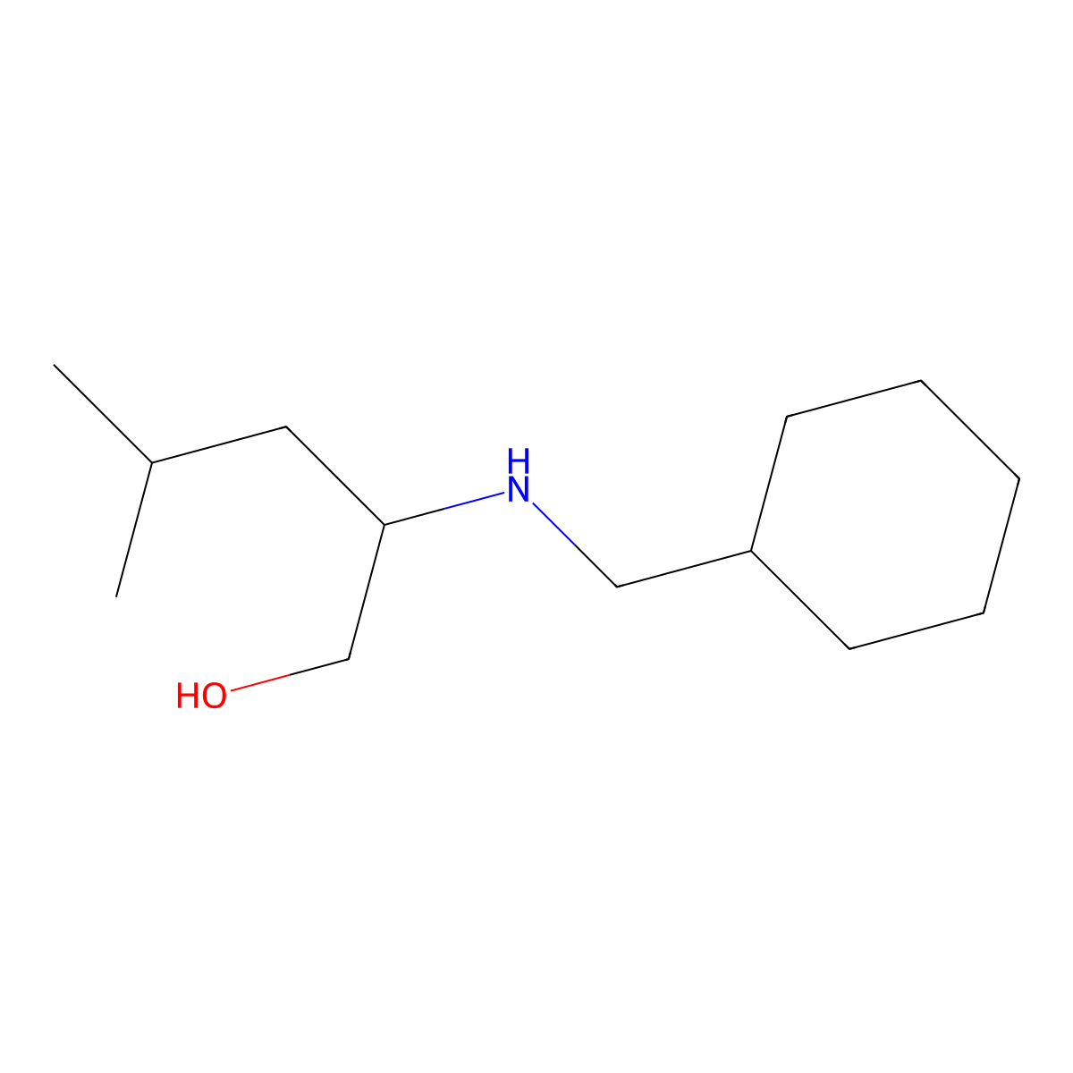 2-[(Cyclohexylmethyl)amino]-4-methylpentan-1-ol molecular structure, CAS 1248324-86-8