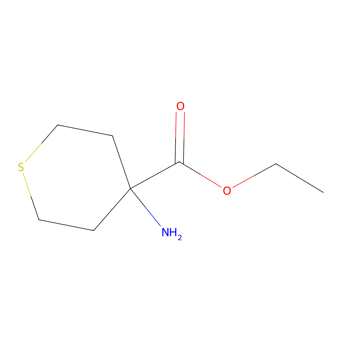 Ethyl 4-aminothiane-4-carboxylate molecular structure, CAS 1248324-93-7