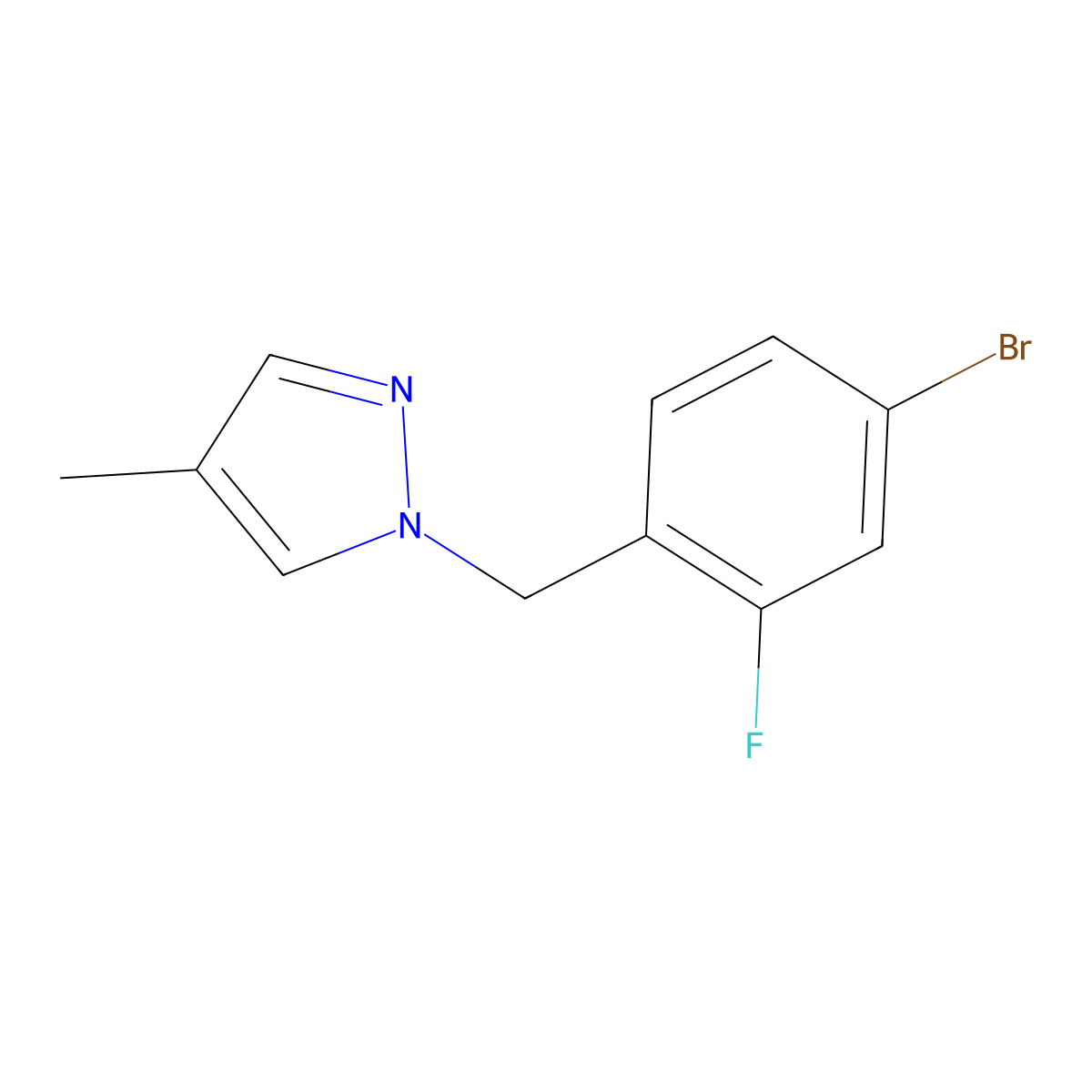 1-[(4-bromo-2-fluorophenyl)methyl]-4-methyl-1H-pyrazole molecular structure, CAS 1248326-96-6