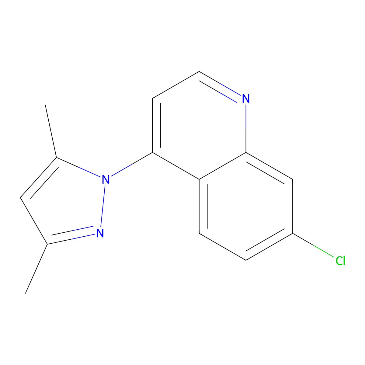 7-Chloro-4-(3,5-dimethyl-1H-pyrazol-1-yl)quinoline molecular structure, CAS 124833-68-7