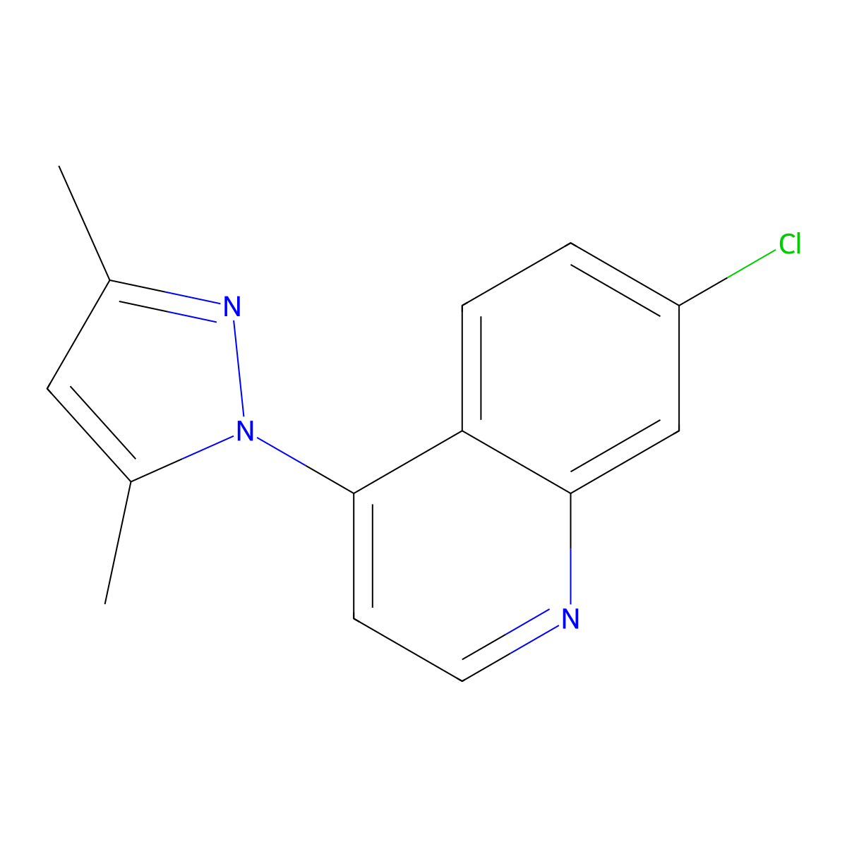 7-Chloro-4-(3,5-dimethyl-1H-pyrazol-1-yl)quinoline molecular structure, CAS 124833-68-7