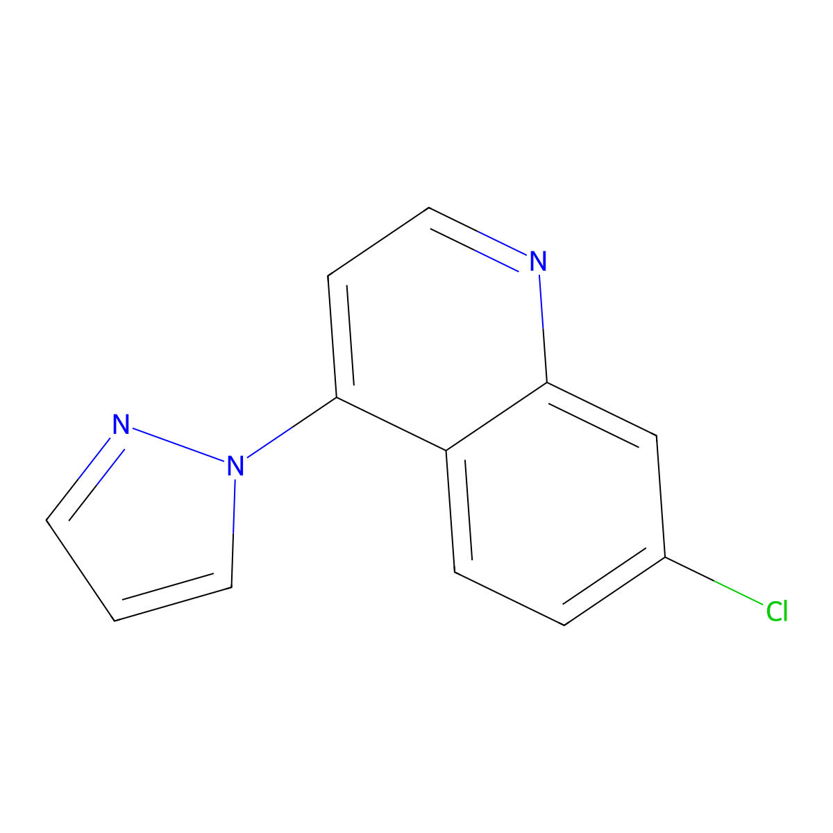 7-chloro-4-(1H-pyrazol-1-yl)quinoline molecular structure, CAS 124833-77-8