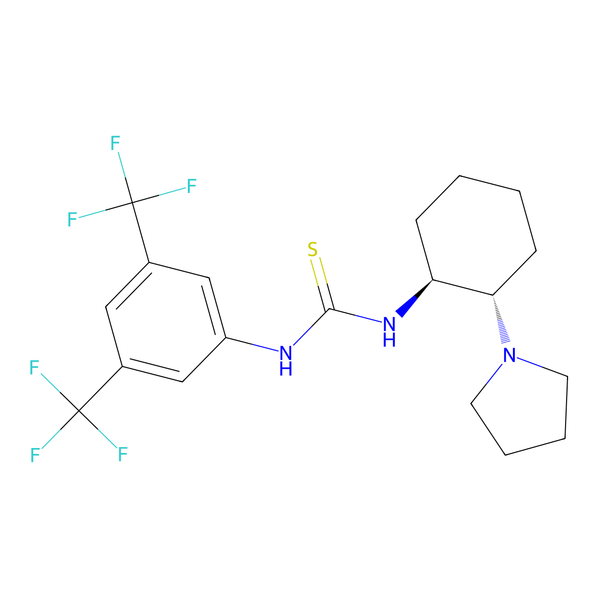 1-[3,5-Bis(trifluoromethyl)phenyl]-3-[(1S,2S)-2-(pyrrolidin-1-yl)cyclohexyl]thiourea molecular structure, CAS 1248348-67-5