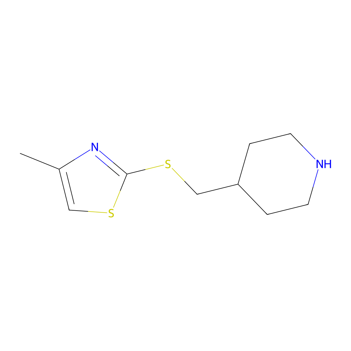 4-{[(4-Methyl-1,3-thiazol-2-yl)sulfanyl]methyl}piperidine molecular structure, CAS 1248350-93-7