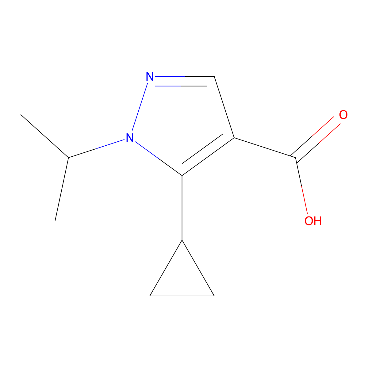 5-cyclopropyl-1-(propan-2-yl)-1H-pyrazole-4-carboxylic acid molecular structure, CAS 1248355-30-7