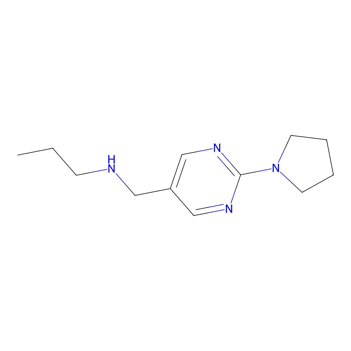 N-((2-(Pyrrolidin-1-yl)pyrimidin-5-yl)methyl)propan-1-amine molecular structure, CAS 1248357-48-3