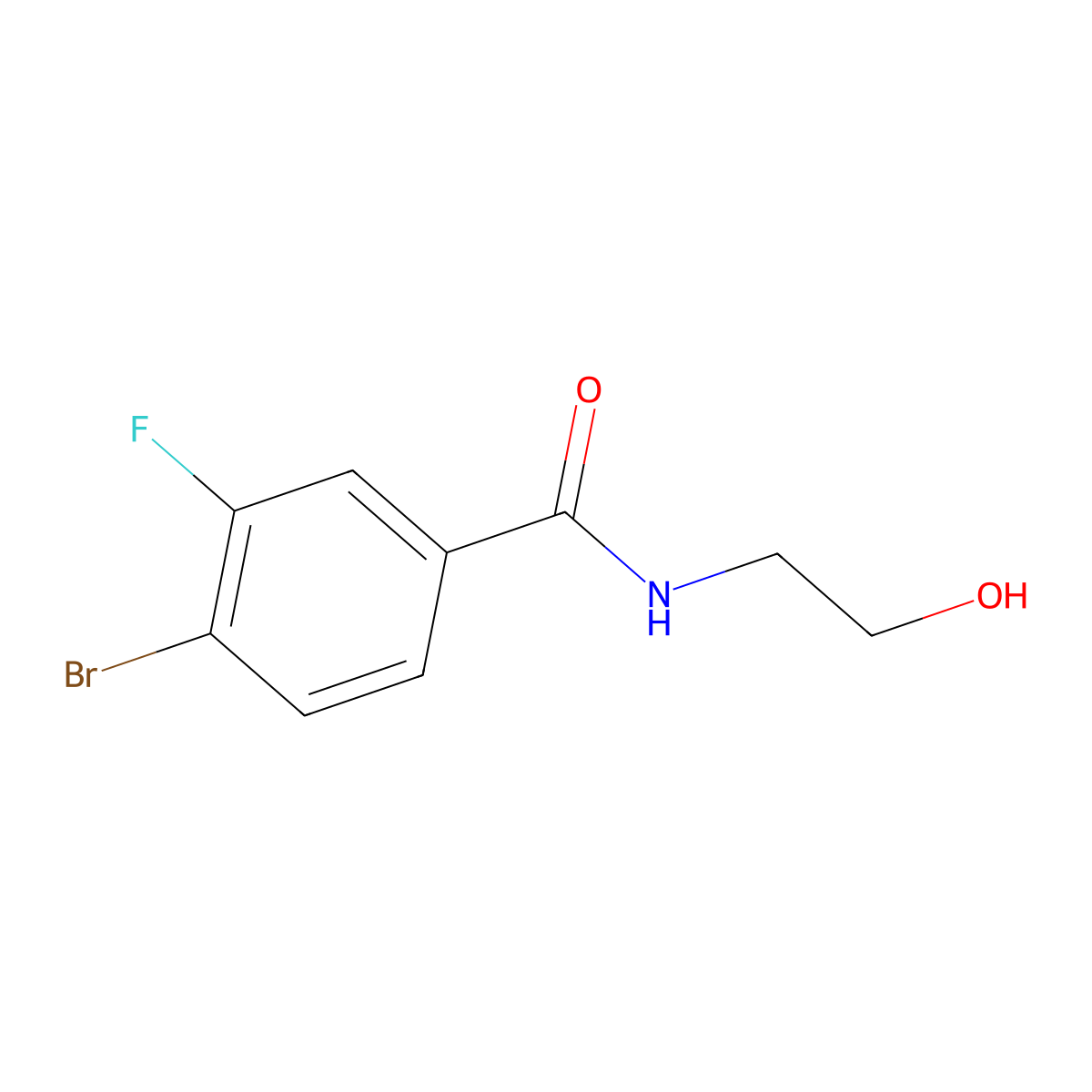 4-bromo-3-fluoro-N-(2-hydroxyethyl)benzamide molecular structure, CAS 1248358-31-7