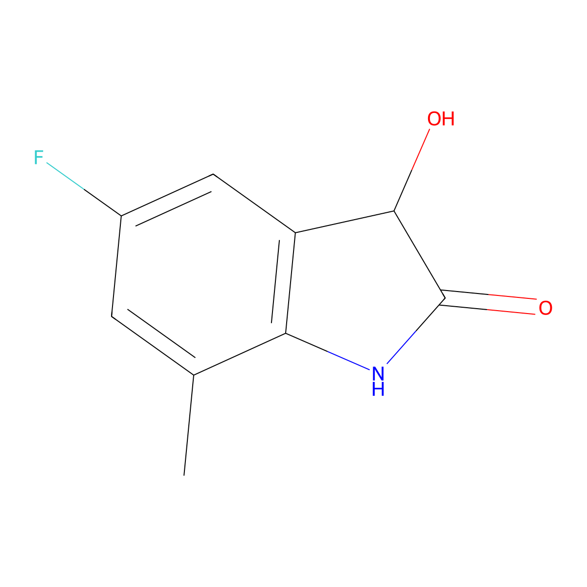 5-Fluoro-3-hydroxy-7-methyl-2,3-dihydro-1H-indol-2-one molecular structure, CAS 1248358-92-0