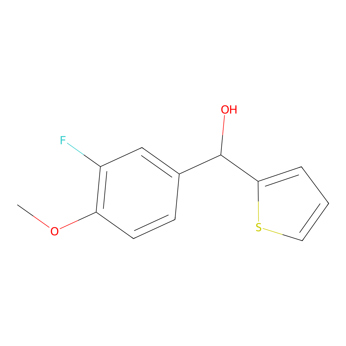 3-Fluoro-4-methoxyphenyl-(2-thienyl)methanol molecular structure, CAS 1248360-54-4