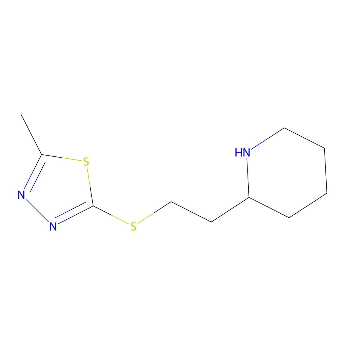 2-{2-[(5-Methyl-1,3,4-thiadiazol-2-yl)sulfanyl]ethyl}piperidine molecular structure, CAS 1248361-79-6
