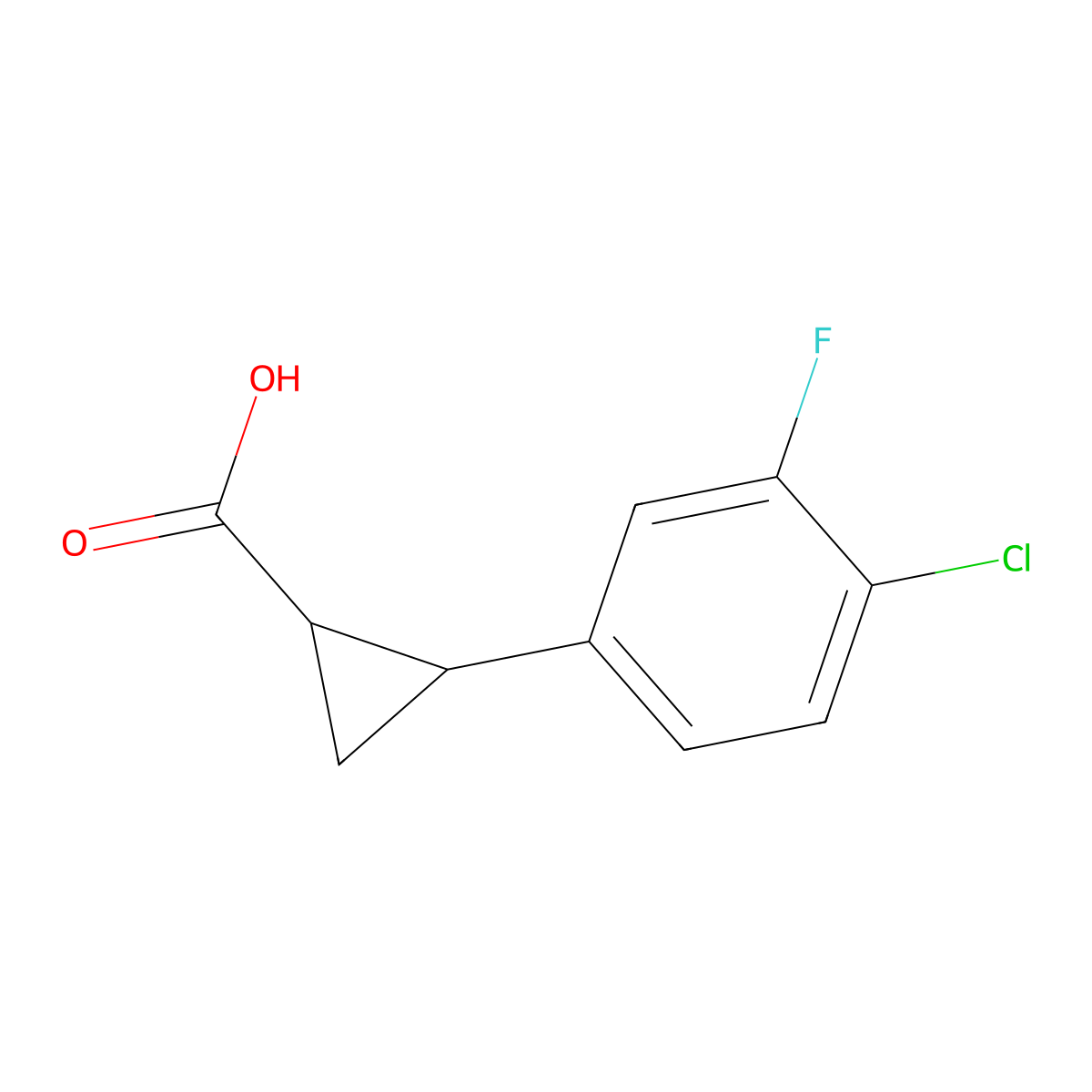 2-(4-Chloro-3-fluorophenyl)cyclopropane-1-carboxylic acid molecular structure, CAS 1248362-12-0