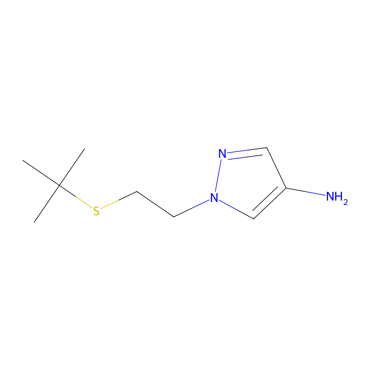 1-(2-(Tert-butylthio)ethyl)-1h-pyrazol-4-amine molecular structure, CAS 1248365-25-4