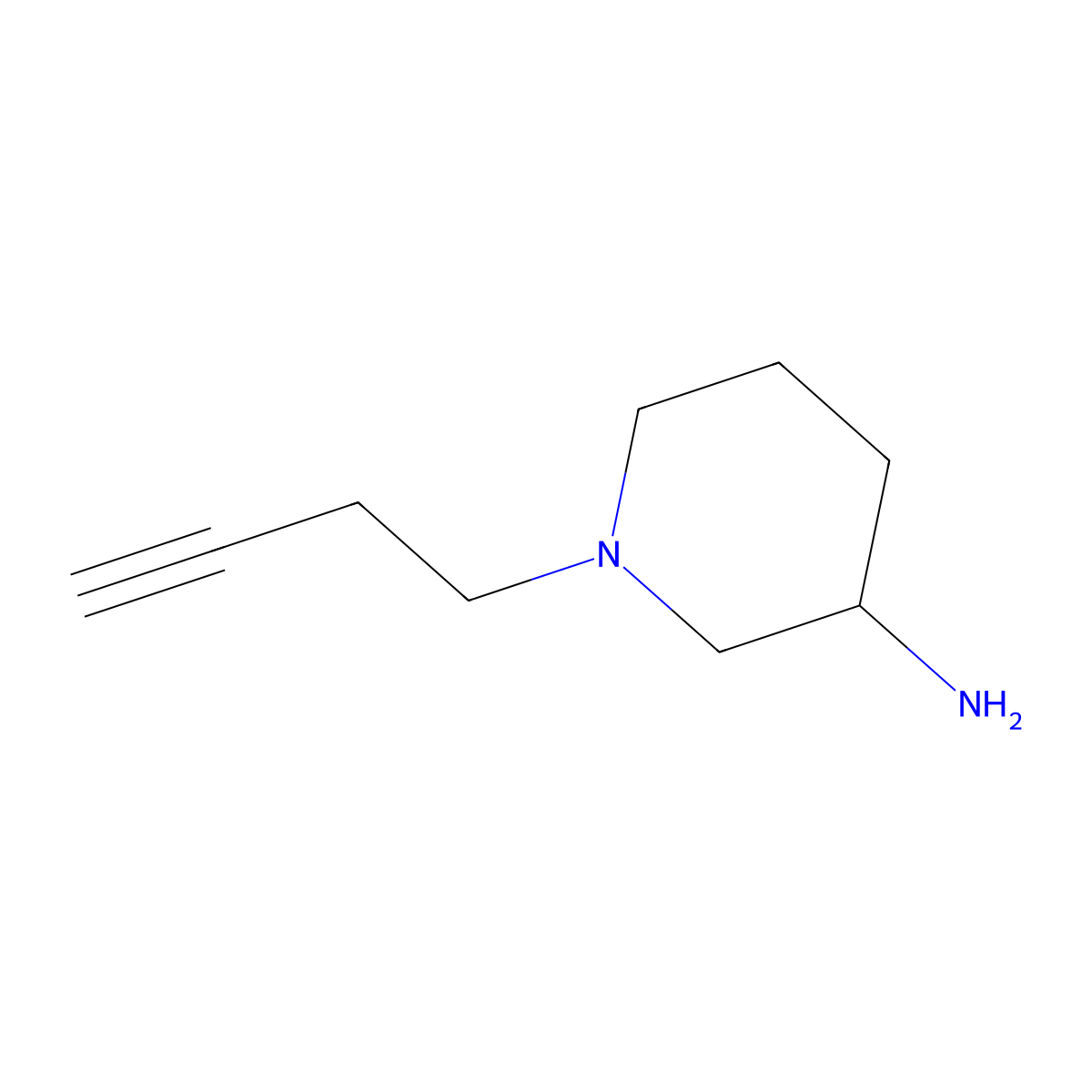1-(But-3-yn-1-yl)piperidin-3-amine molecular structure, CAS 1248369-19-8