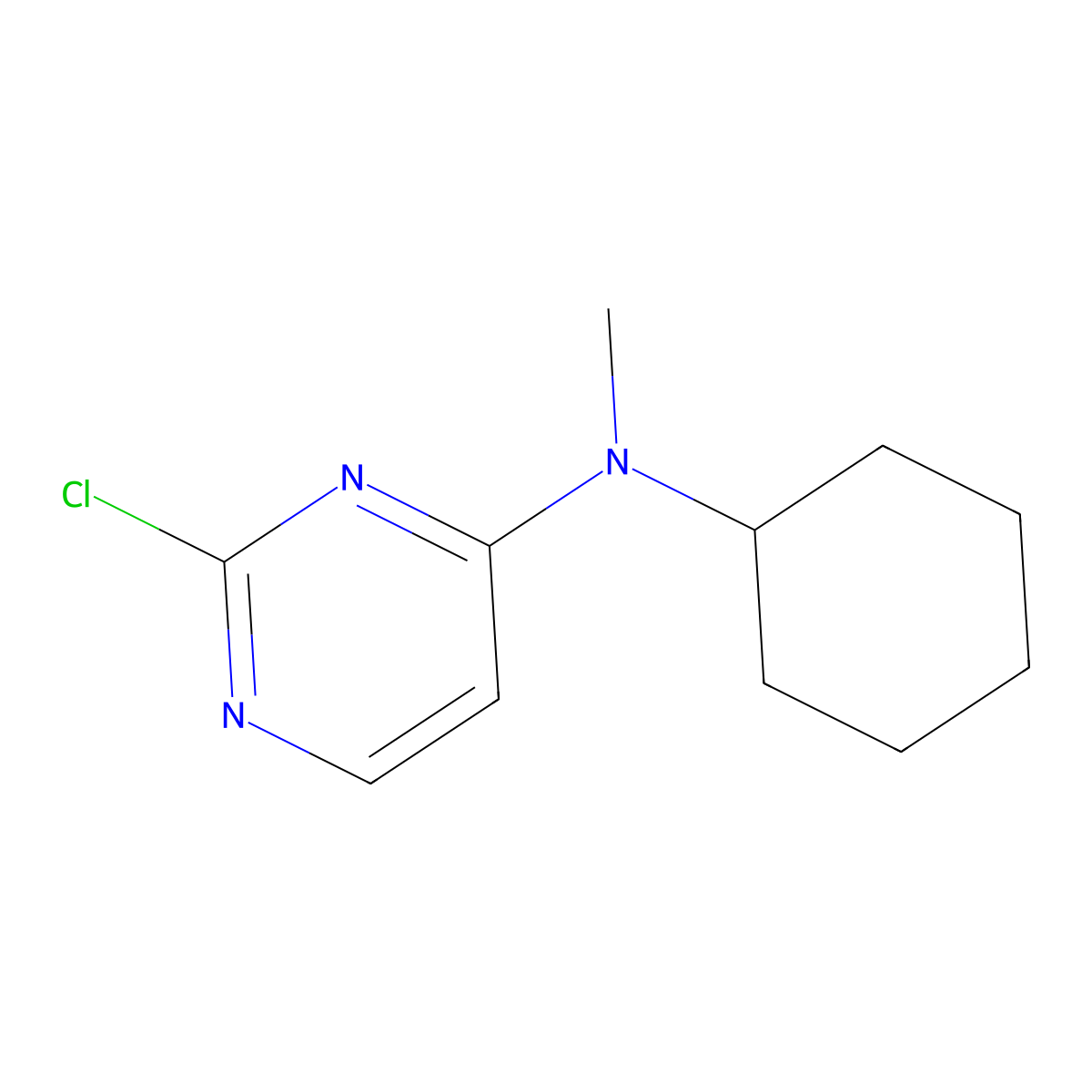 2-chloro-N-cyclohexyl-N-methylpyrimidin-4-amine molecular structure, CAS 1248370-43-5