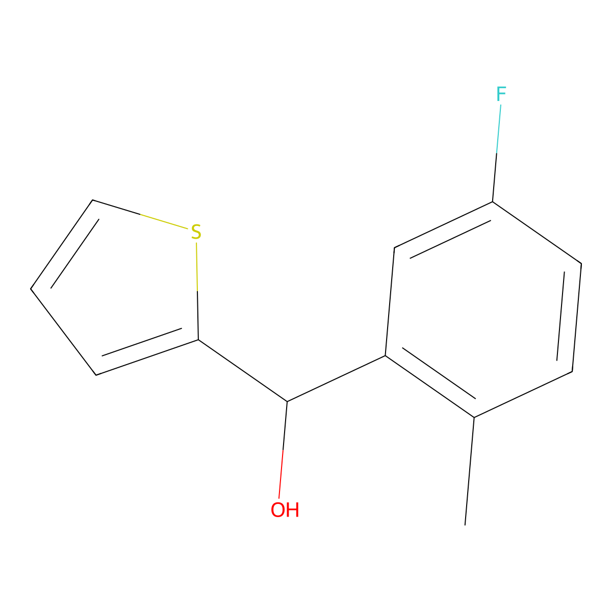 3-Fluoro-6-methylphenyl-(2-thienyl)methanol molecular structure, CAS 1248371-61-0