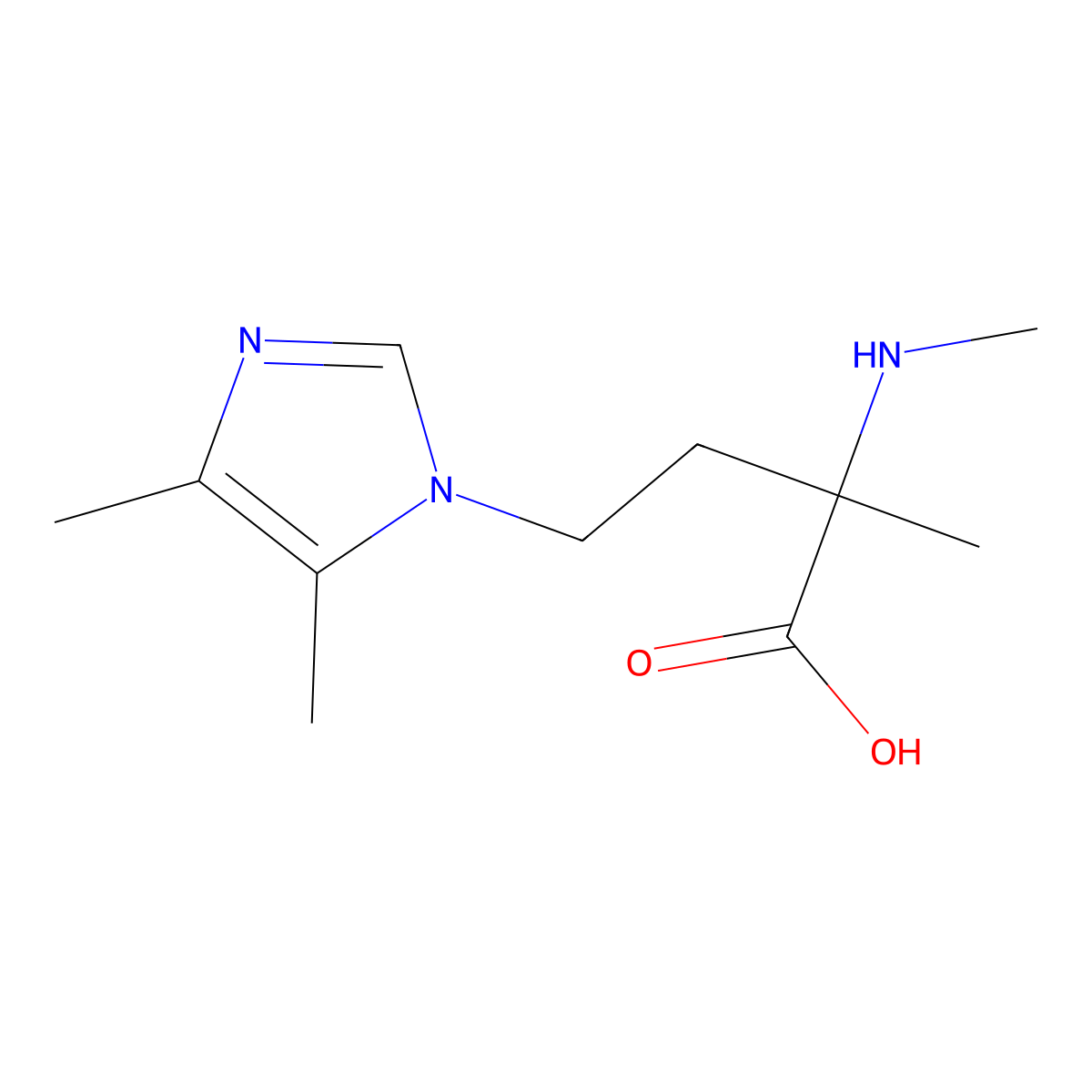 4-(4,5-Dimethyl-1h-imidazol-1-yl)-2-methyl-2-(methylamino)butanoic acid molecular structure, CAS 1248377-04-9