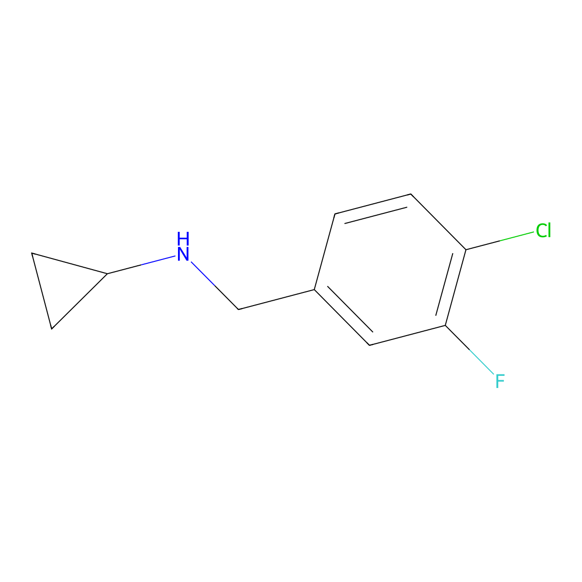 N-[(4-chloro-3-fluorophenyl)methyl]cyclopropanamine molecular structure, CAS 1248377-47-0