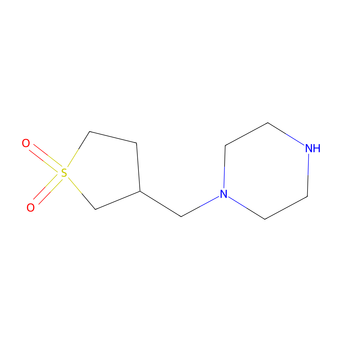 3-[(Piperazin-1-yl)methyl]-1lambda6-thiolane-1,1-dione molecular structure, CAS 1248378-14-4