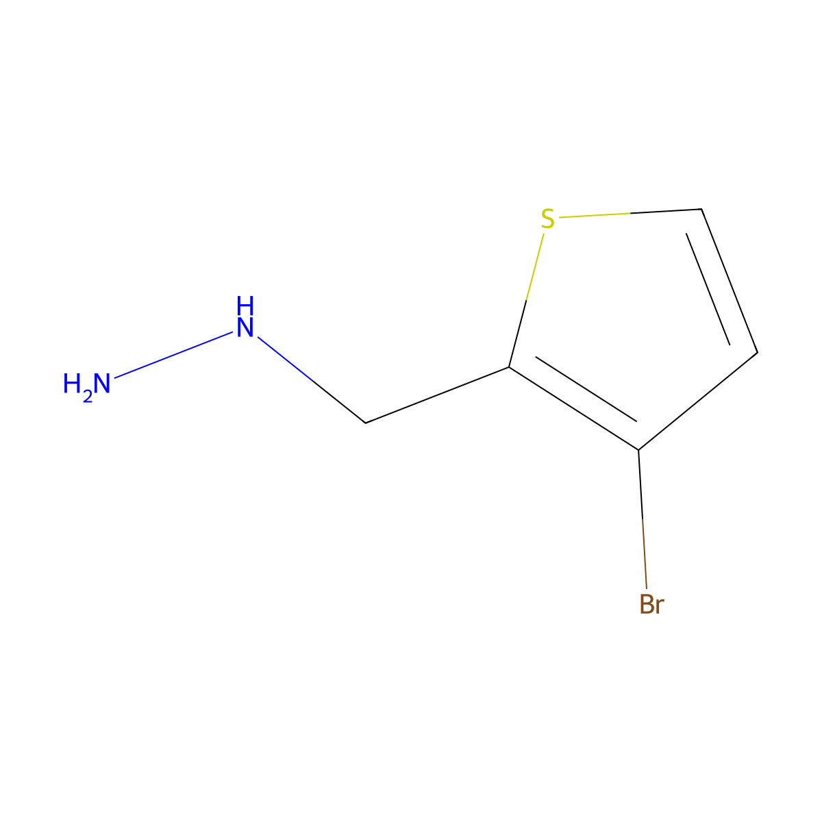 ((3-Bromothiophen-2-yl)methyl)hydrazine molecular structure, CAS 1248380-85-9