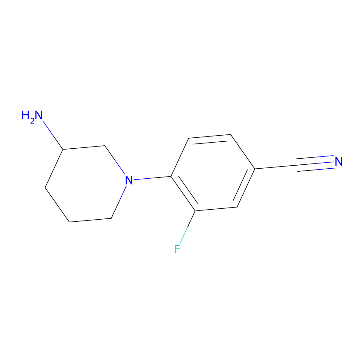4-(3-Aminopiperidin-1-yl)-3-fluorobenzonitrile molecular structure, CAS 1248383-36-9