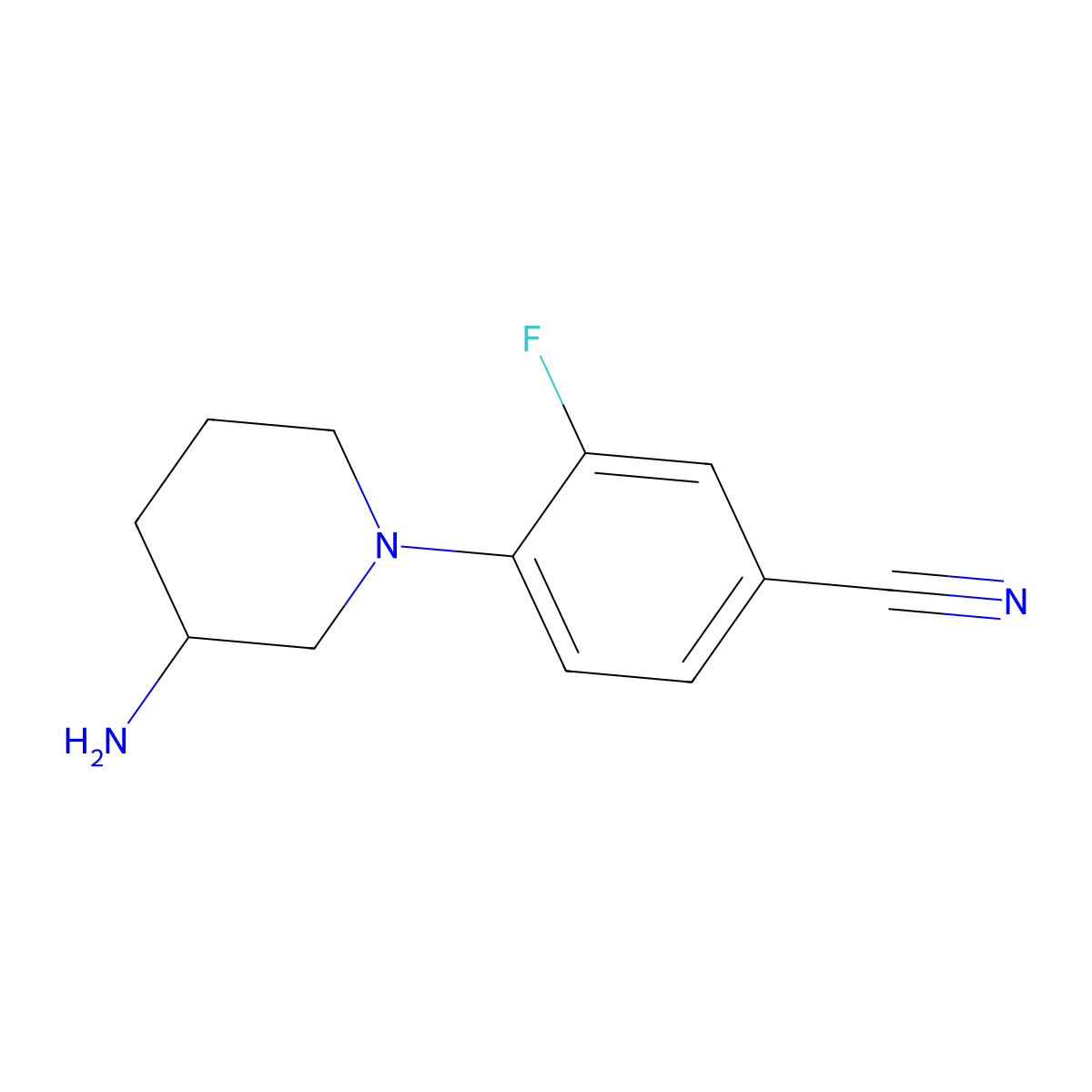 4-(3-Aminopiperidin-1-yl)-3-fluorobenzonitrile molecular structure, CAS 1248383-36-9