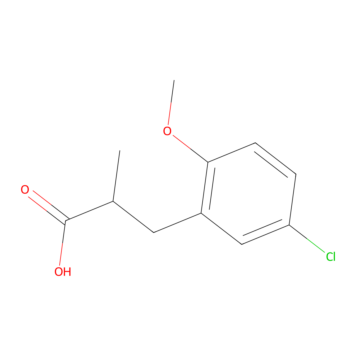3-(5-Chloro-2-methoxyphenyl)-2-methylpropanoic acid molecular structure, CAS 1248383-67-6