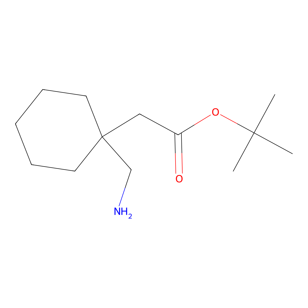 Cyclohexaneacetic acid, 1-(aminomethyl)-, 1,1-dimethylethyl ester molecular structure, CAS 1248385-49-0