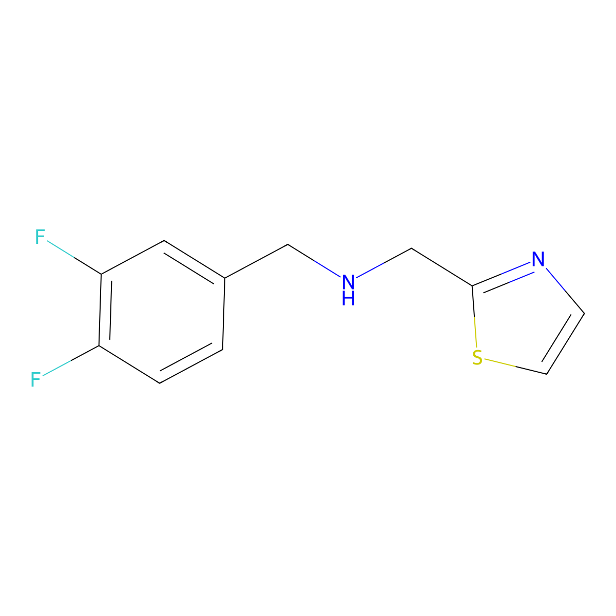 [(3,4-Difluorophenyl)methyl][(1,3-thiazol-2-yl)methyl]amine molecular structure, CAS 1248389-59-4